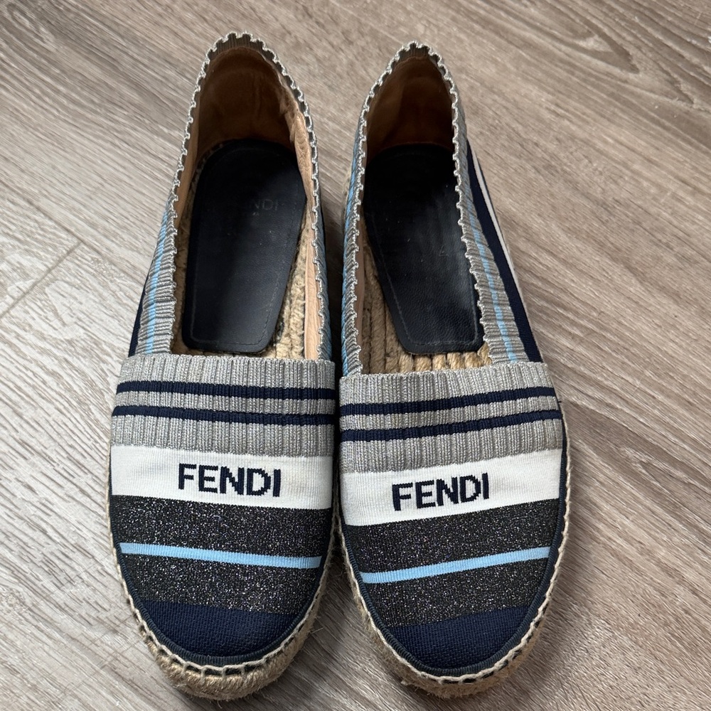 Fendi Striped Navy and White Espadrilles
